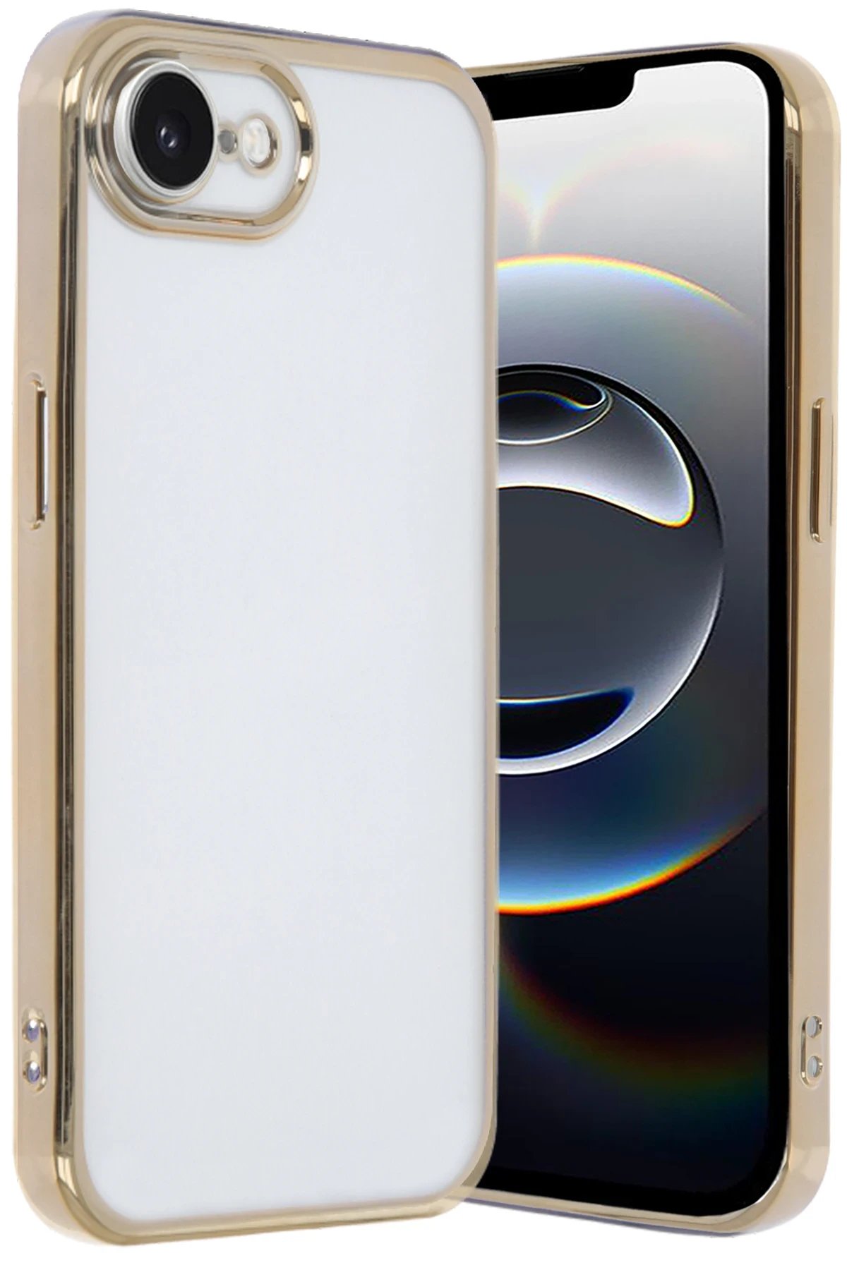 Newface iPhone 16E Kılıf Razer Lensli Silikon - Gold