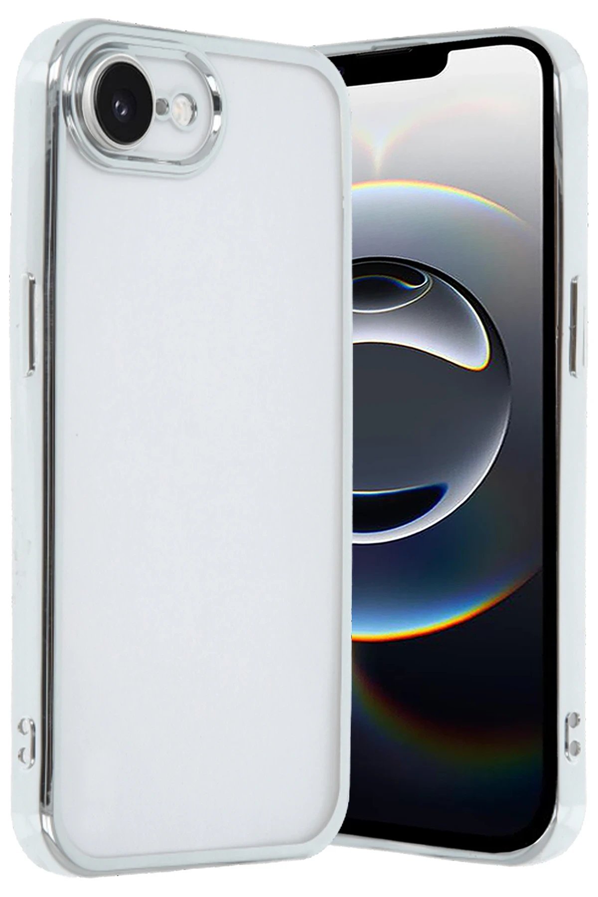 Newface iPhone 16E Kılıf Razer Lensli Silikon - Gümüş