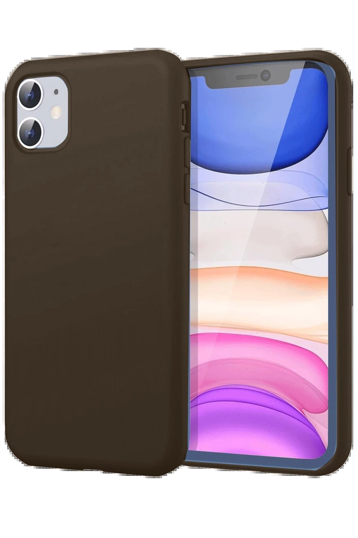 Newface iPhone 11 Kılıf First Silikon - Kahverengi