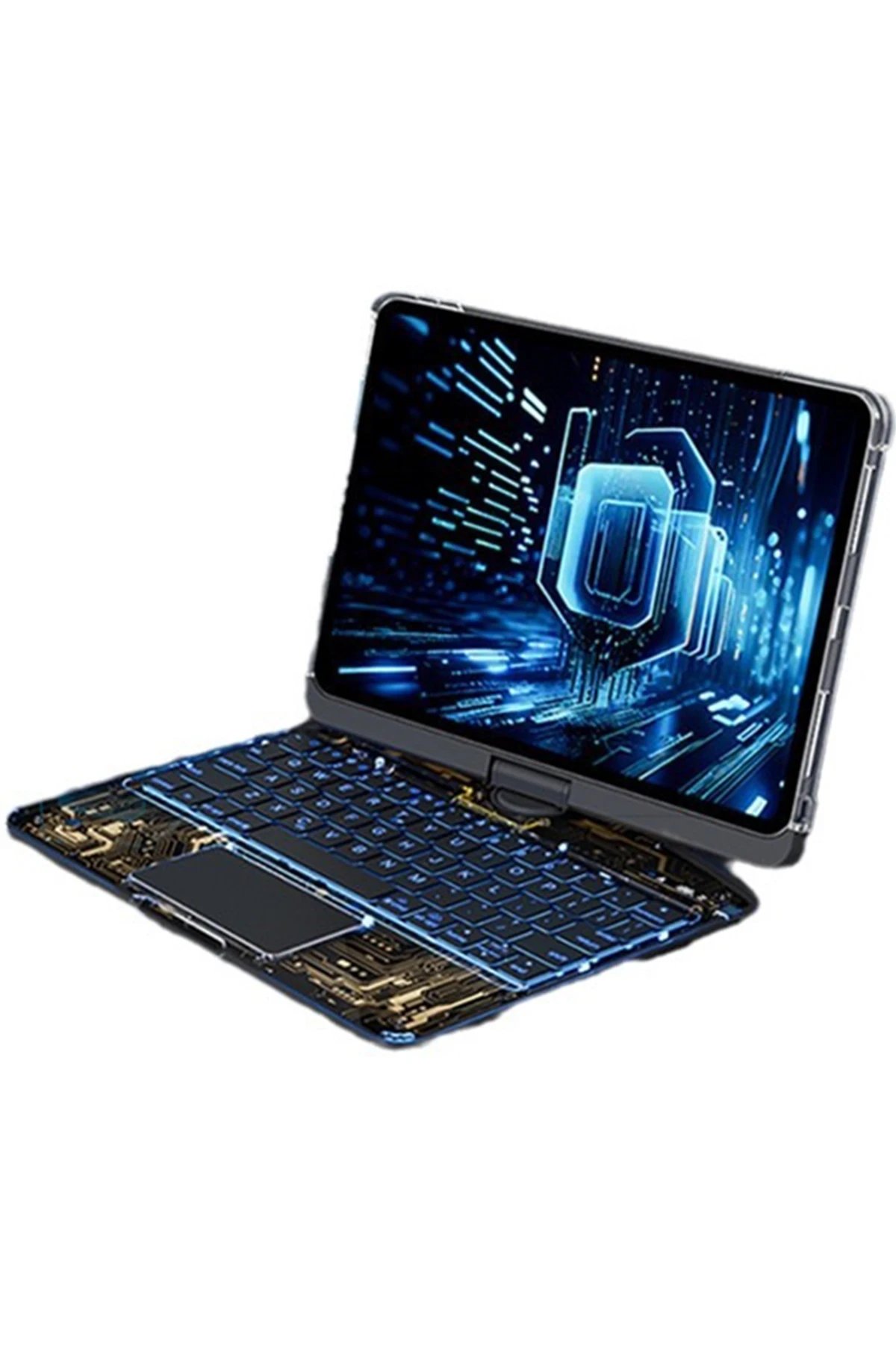 Newface JP11 iPad Pro 11 (2022) Kılıf Vales Dönen Ledli Klavyeli Tablet Kılıfı - Siyah