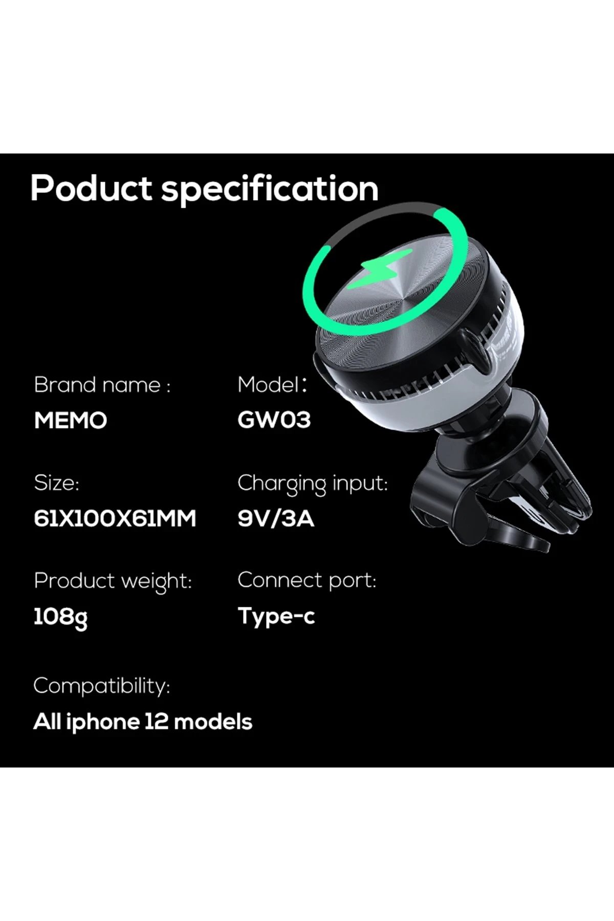 Newface Memo GW03 Magsafe Araç Tutucu