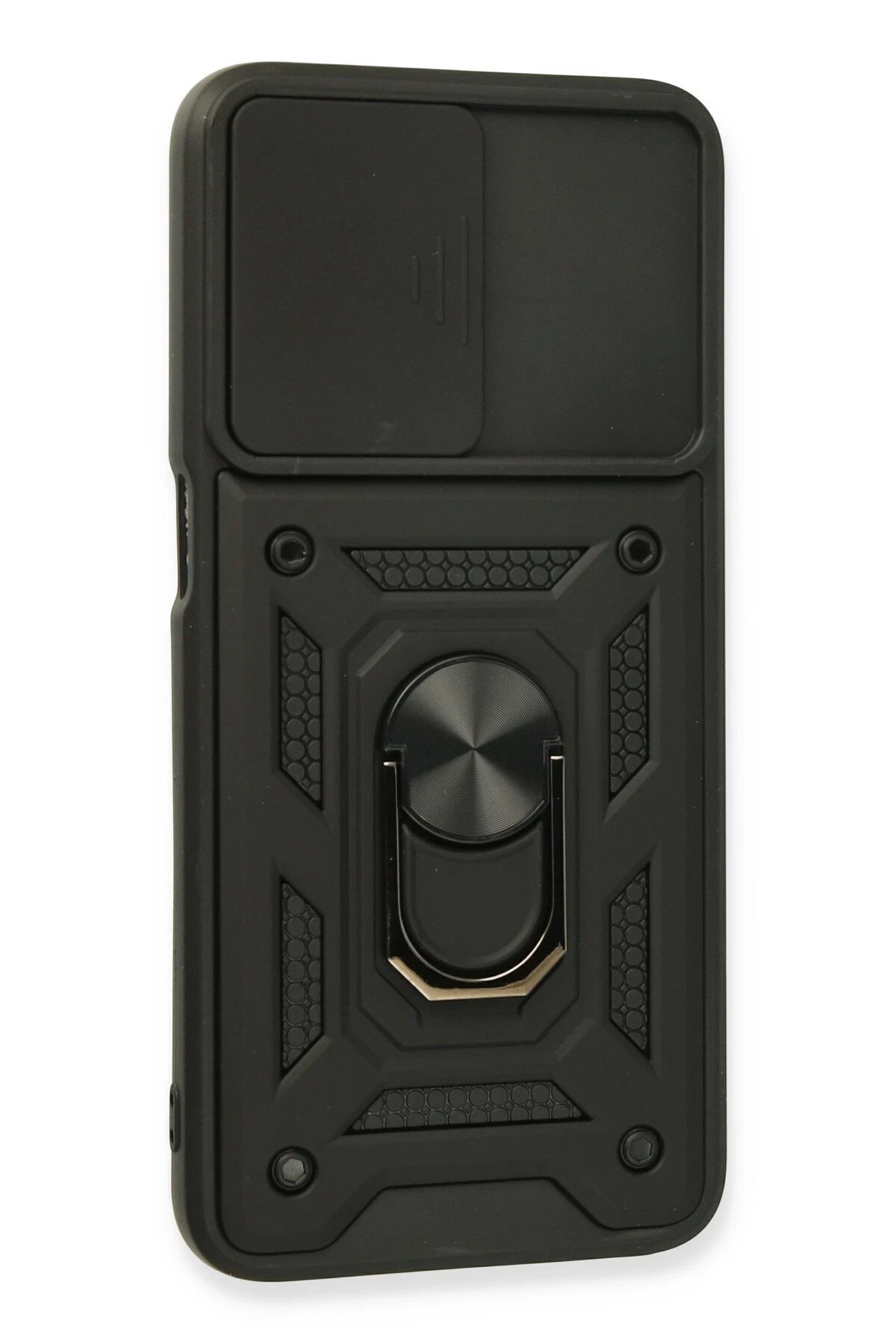 Newface Oppo A16 Kılıf Pars Lens Yüzüklü Silikon - Siyah