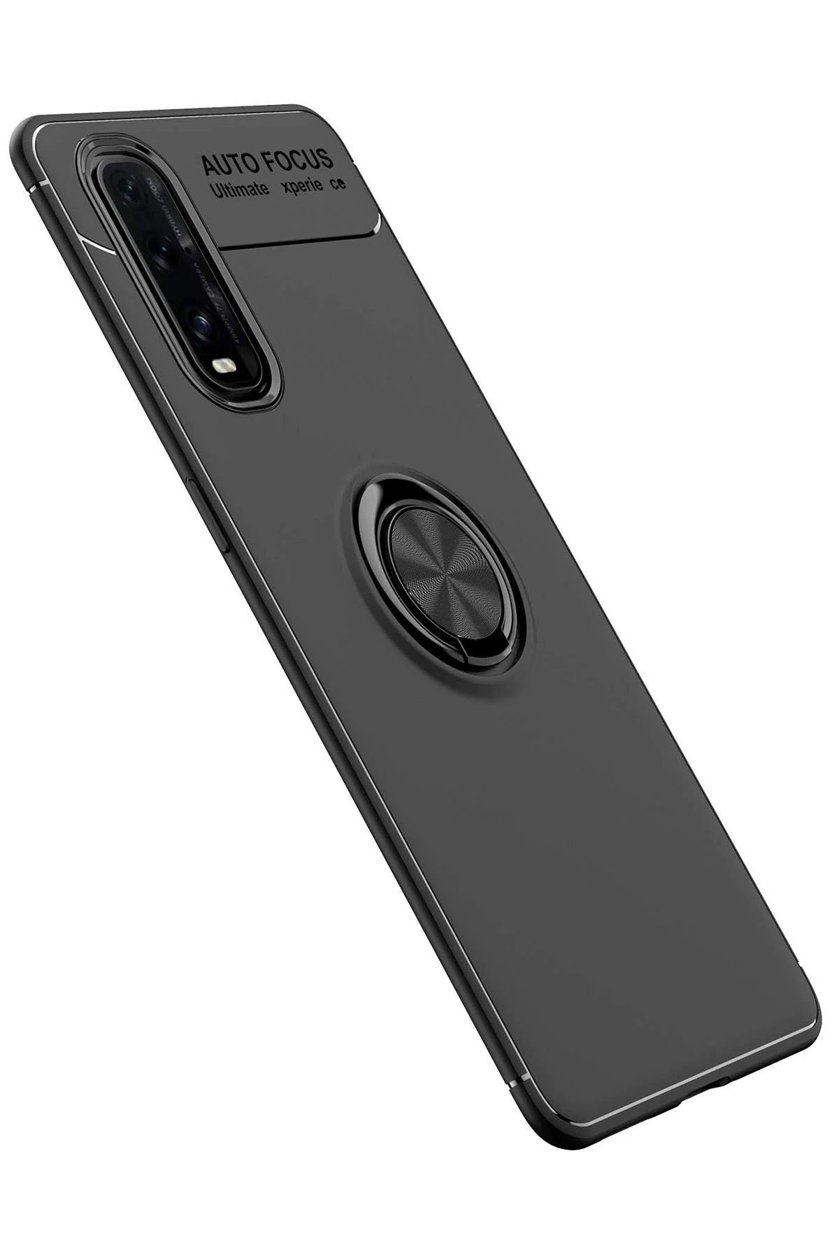 Newface Oppo Find X2 Kılıf Range Yüzüklü Silikon - Siyah