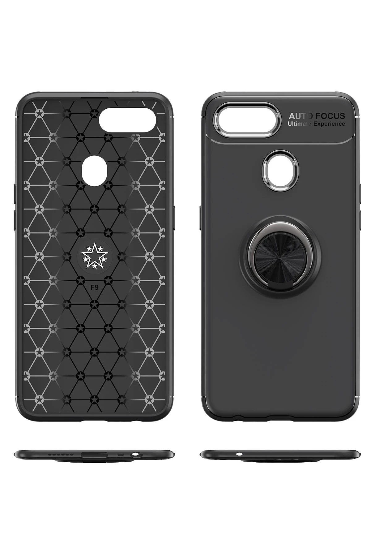 Newface Oppo A12 Kılıf Range Yüzüklü Silikon - Siyah