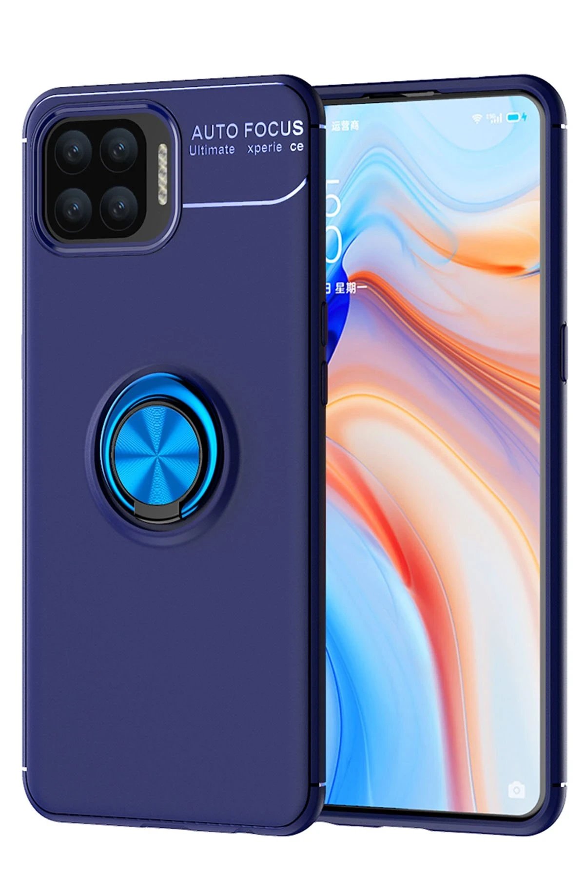 Newface Oppo A73 Kılıf Range Yüzüklü Silikon - Mavi