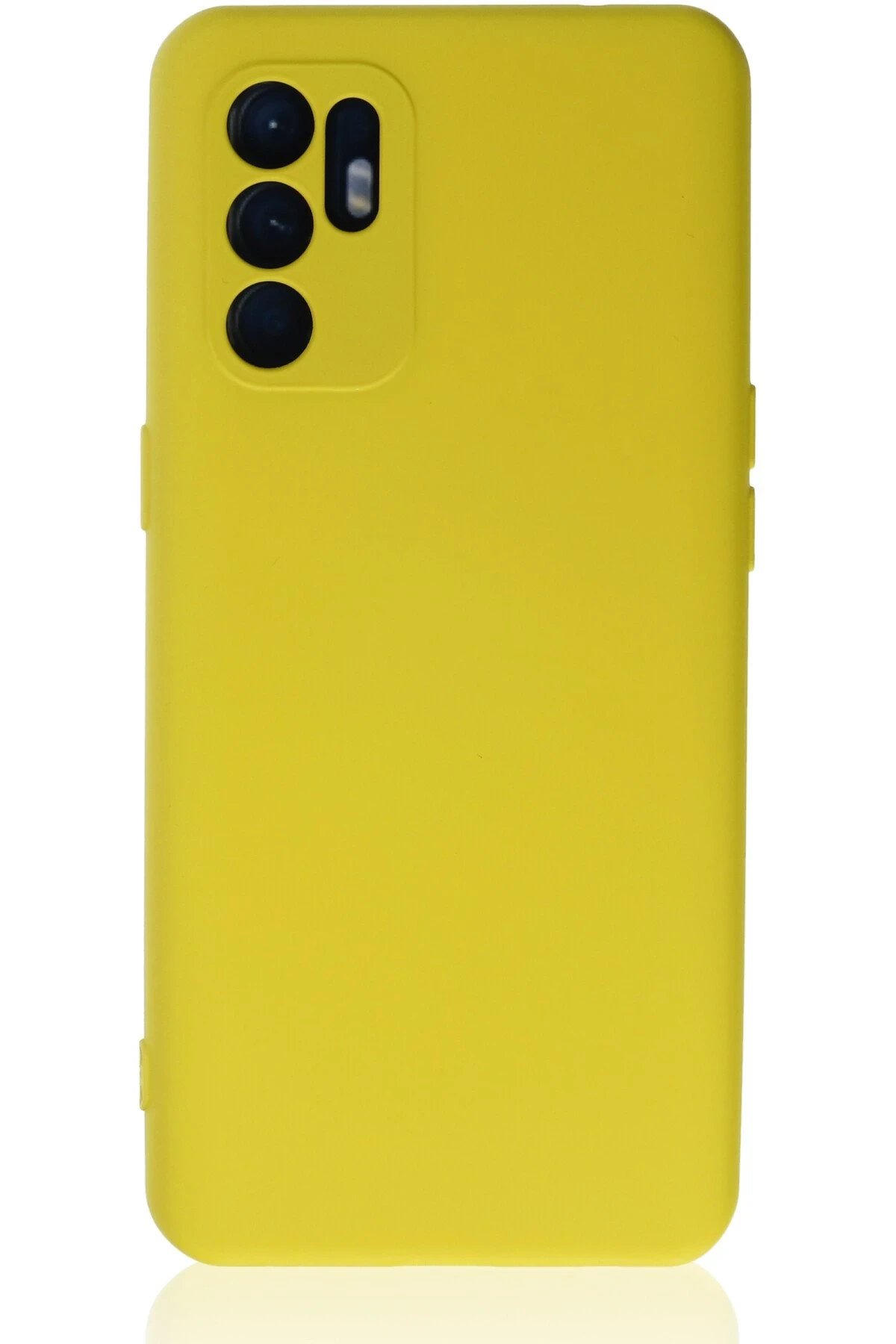 Newface Oppo Reno 6 Kılıf Nano içi Kadife Silikon - Sarı1