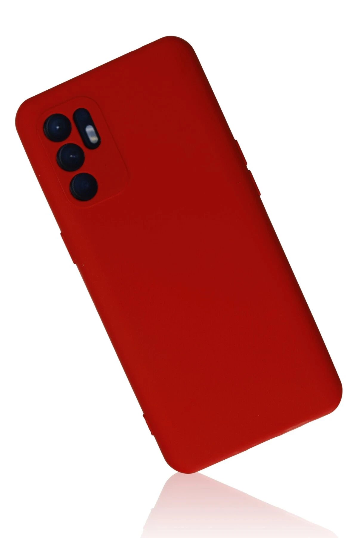 Newface Oppo Reno 6 Kılıf Nano içi Kadife Silikon - Kırmızı