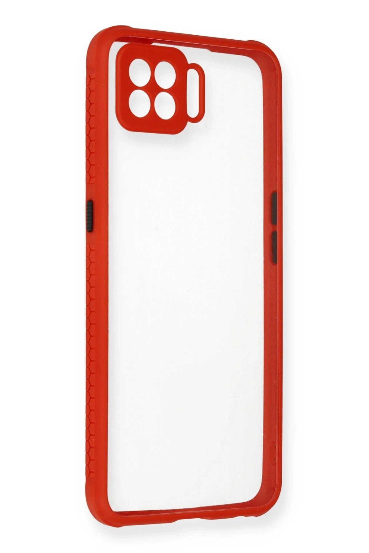 Newface Oppo Reno 4 Lite Kılıf Miami Şeffaf Silikon - Kırmızı