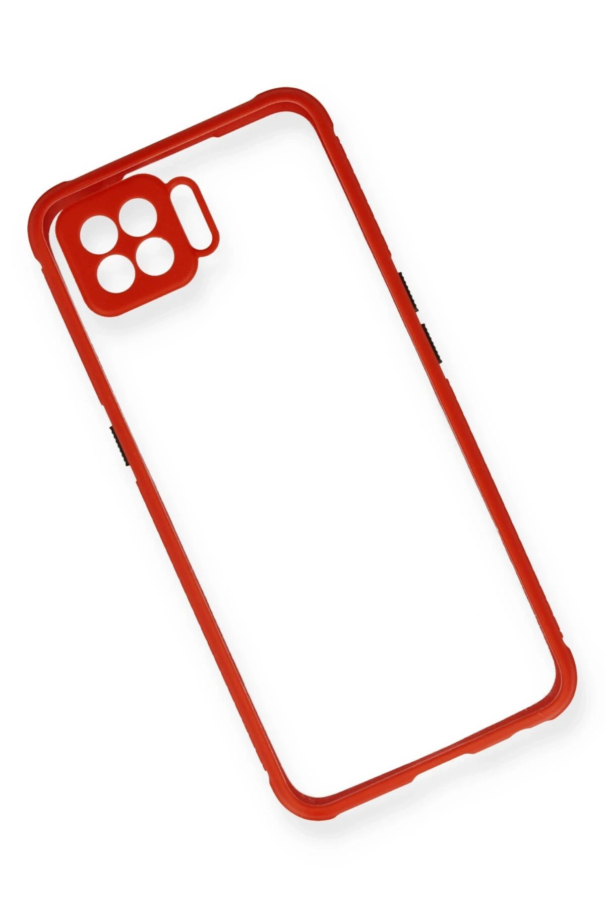 Newface Oppo Reno 4 Lite Kılıf Miami Şeffaf Silikon - Kırmızı