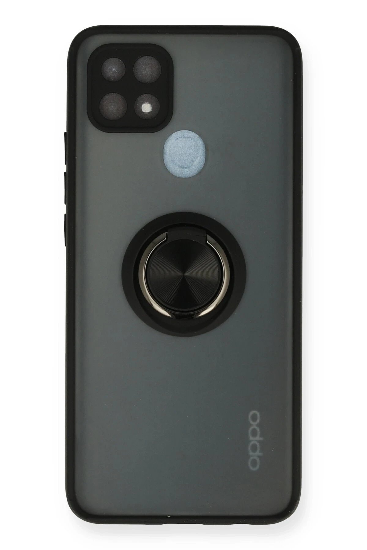 Newface Oppo A15 Kılıf Montreal Yüzüklü Silikon Kapak - Siyah