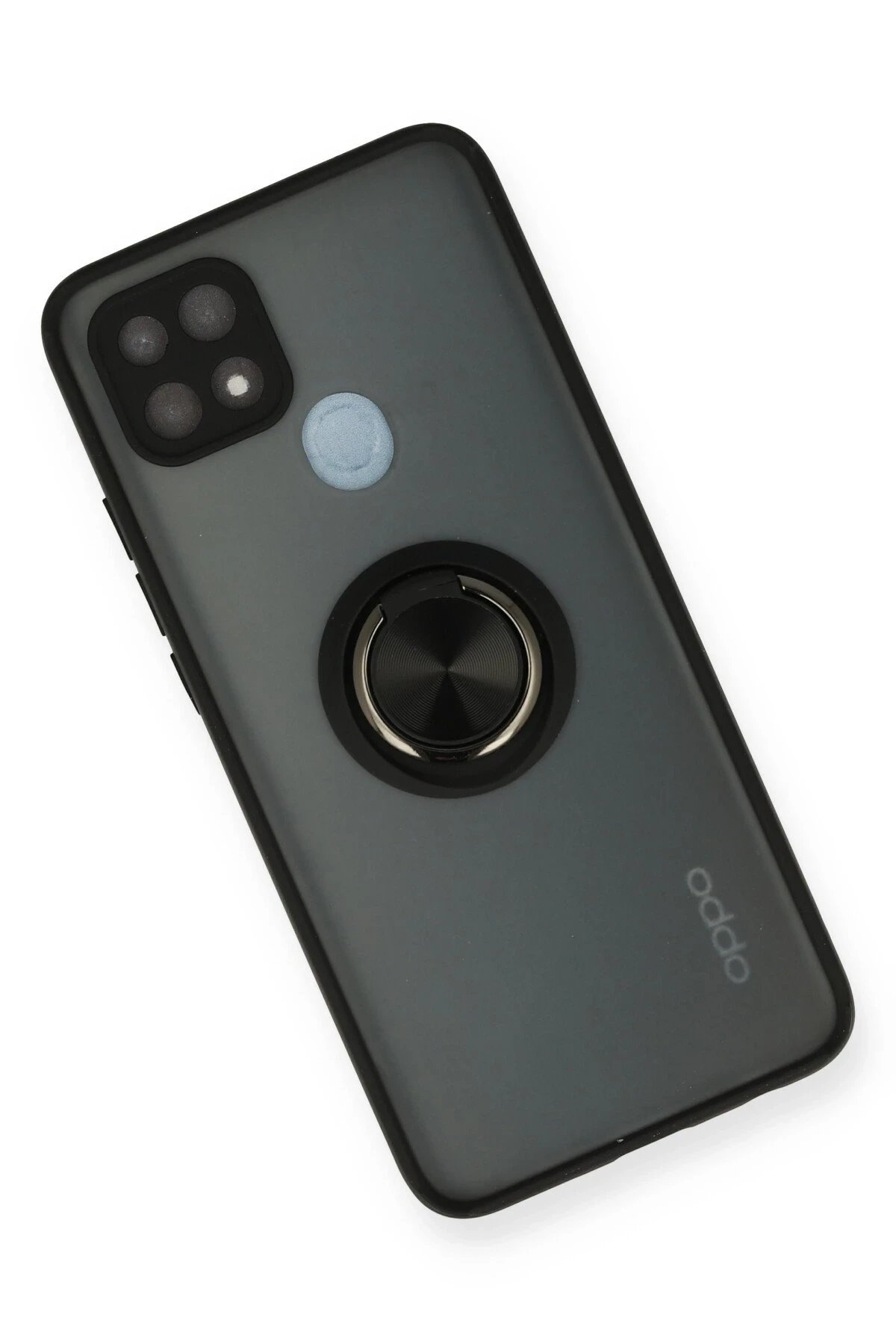 Newface Oppo A15 Kılıf Montreal Yüzüklü Silikon Kapak - Siyah