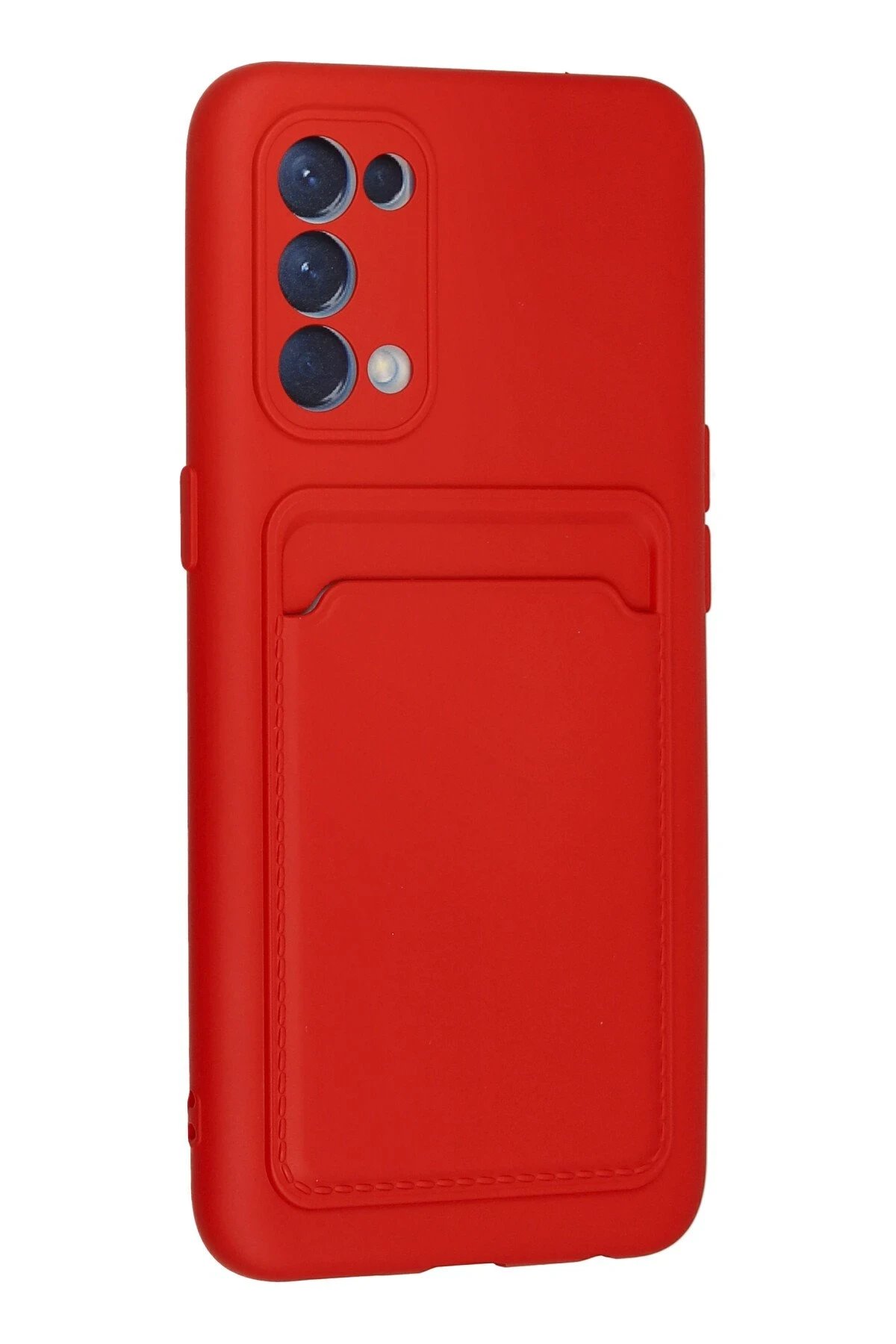 Newface Oppo Reno 5 Kılıf Kelvin Kartvizitli Silikon - Kırmızı