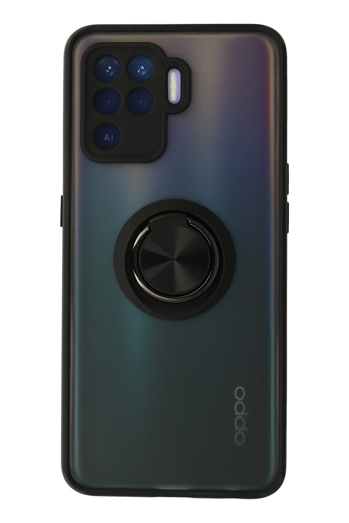 Newface Oppo Reno 5 Lite Kılıf Montreal Yüzüklü Silikon Kapak - Siyah