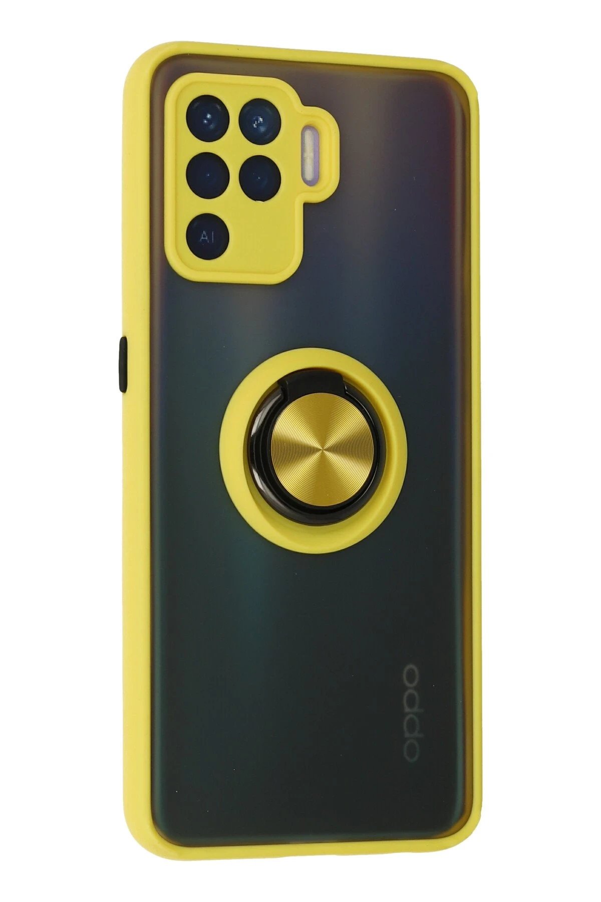 Newface Oppo Reno 5 Lite Kılıf Montreal Yüzüklü Silikon Kapak - Sarı