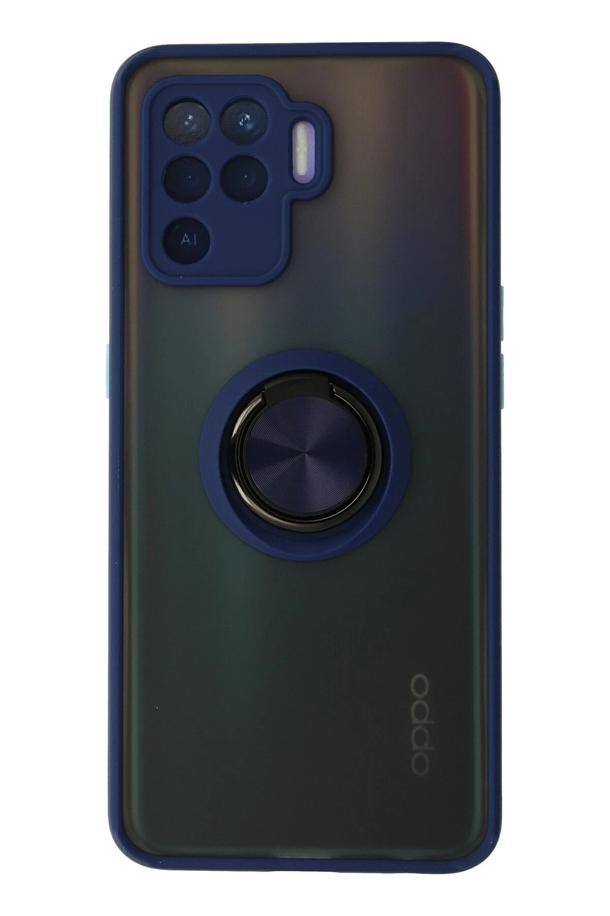 Newface Oppo Reno 5 Lite Kılıf Montreal Yüzüklü Silikon Kapak - Lacivert