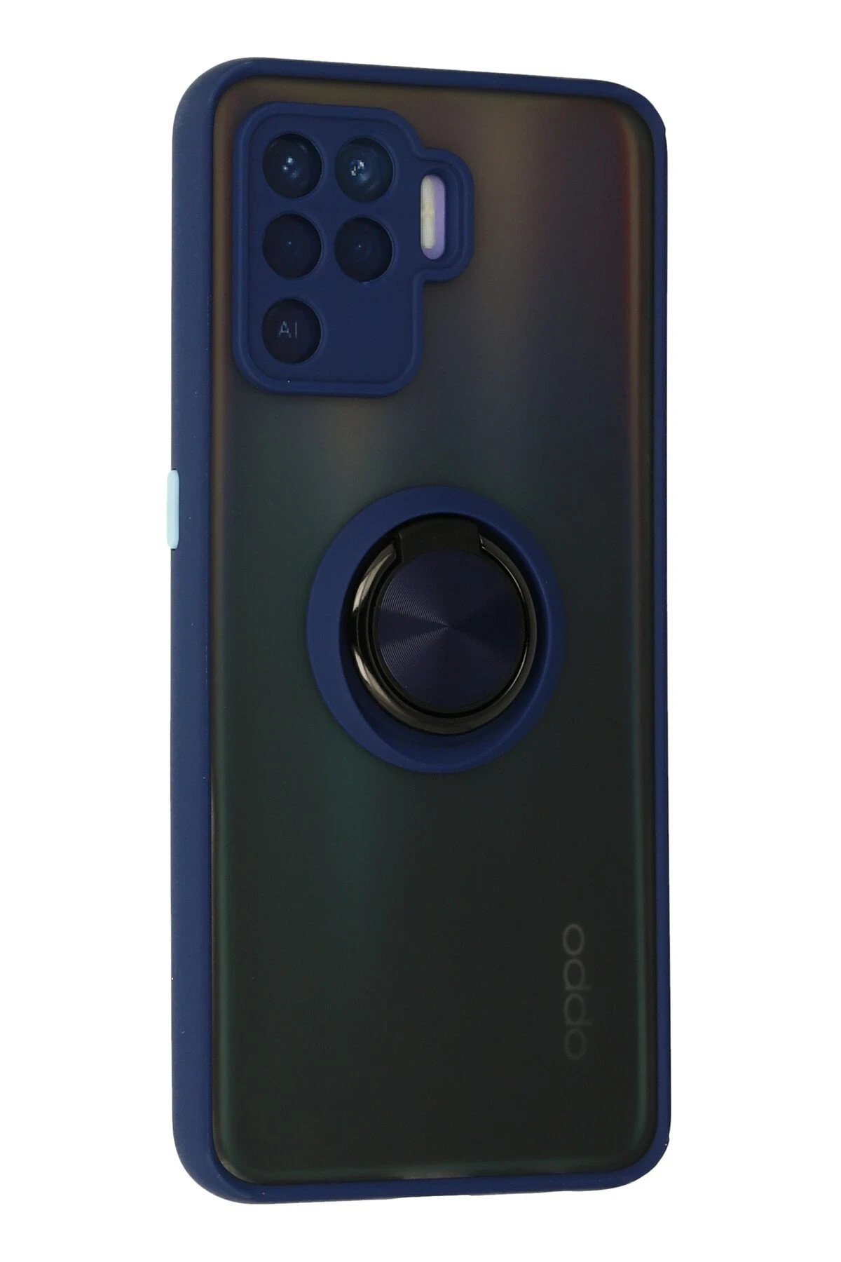 Newface Oppo Reno 5 Lite Kılıf Montreal Yüzüklü Silikon Kapak - Lacivert