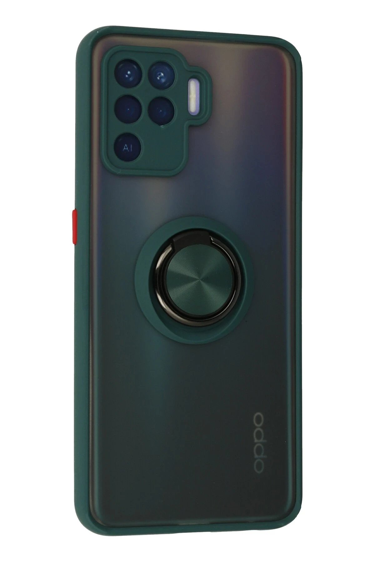 Newface Oppo Reno 5 Lite Kılıf Montreal Yüzüklü Silikon Kapak - Yeşil