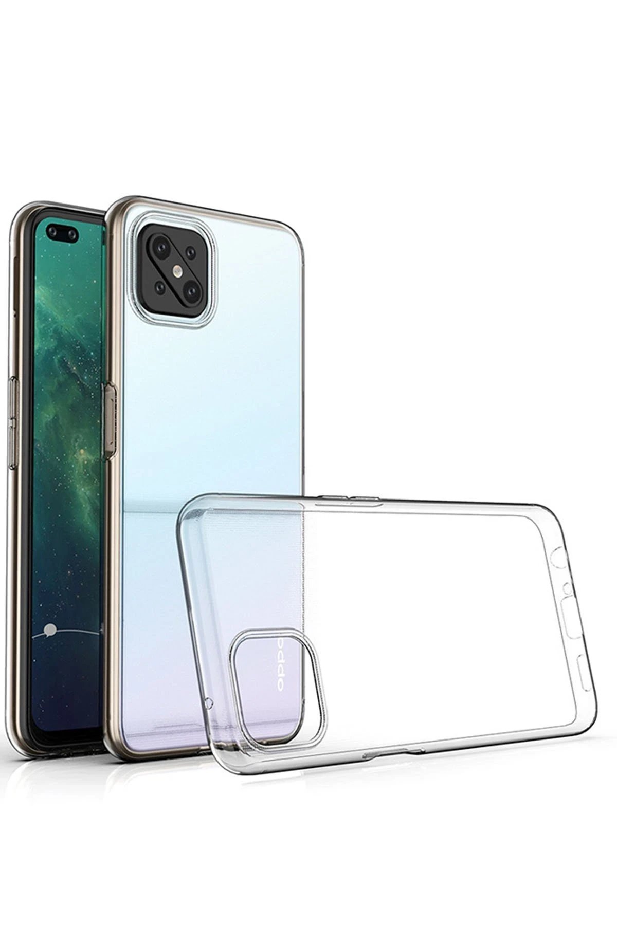 Newface Oppo Reno 4 Lite Kılıf Deluxe 2mm Şeffaf Silikon