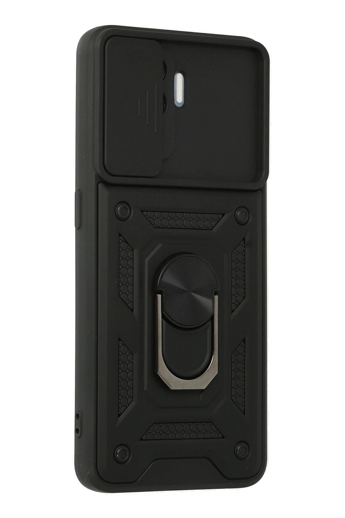 Newface Oppo Reno 5 Lite Kılıf Pars Lens Yüzüklü Silikon - Siyah