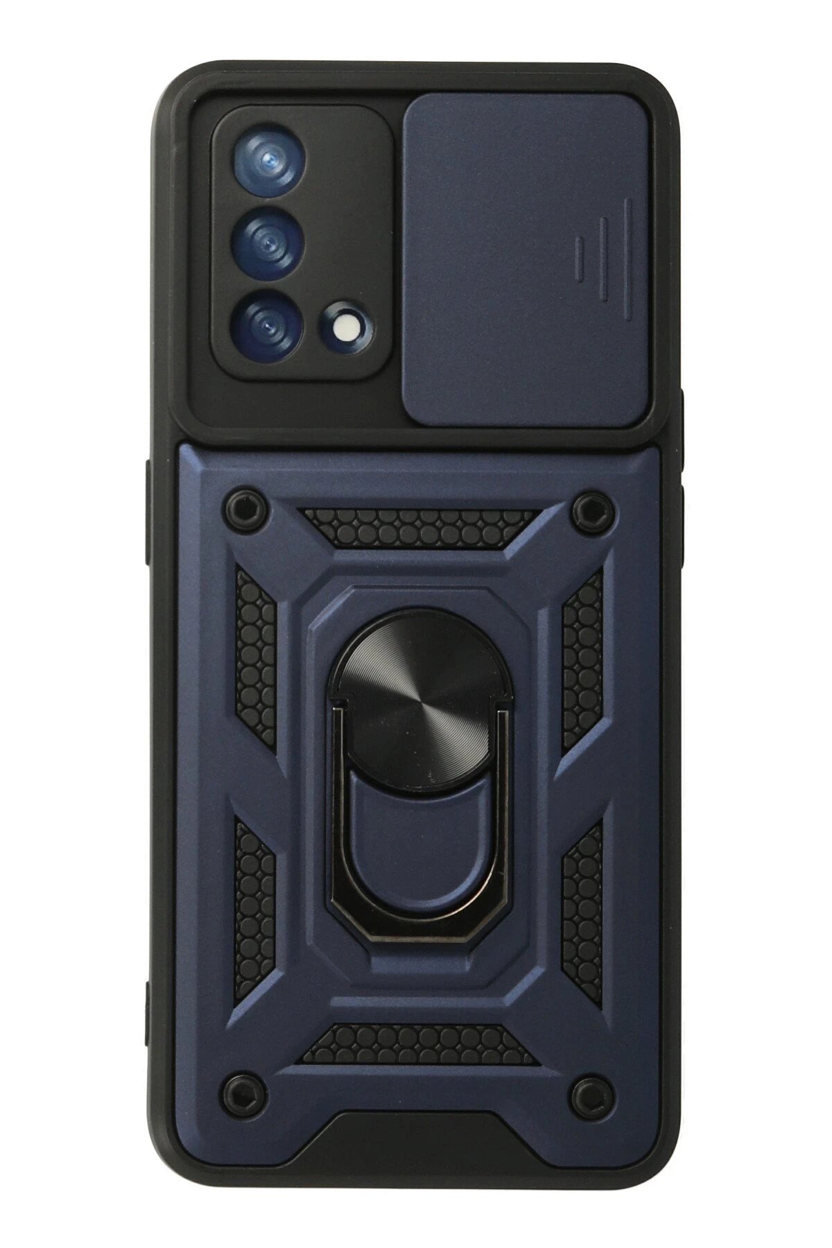 Newface Oppo A74 4G Kılıf Pars Lens Yüzüklü Silikon - Lacivert