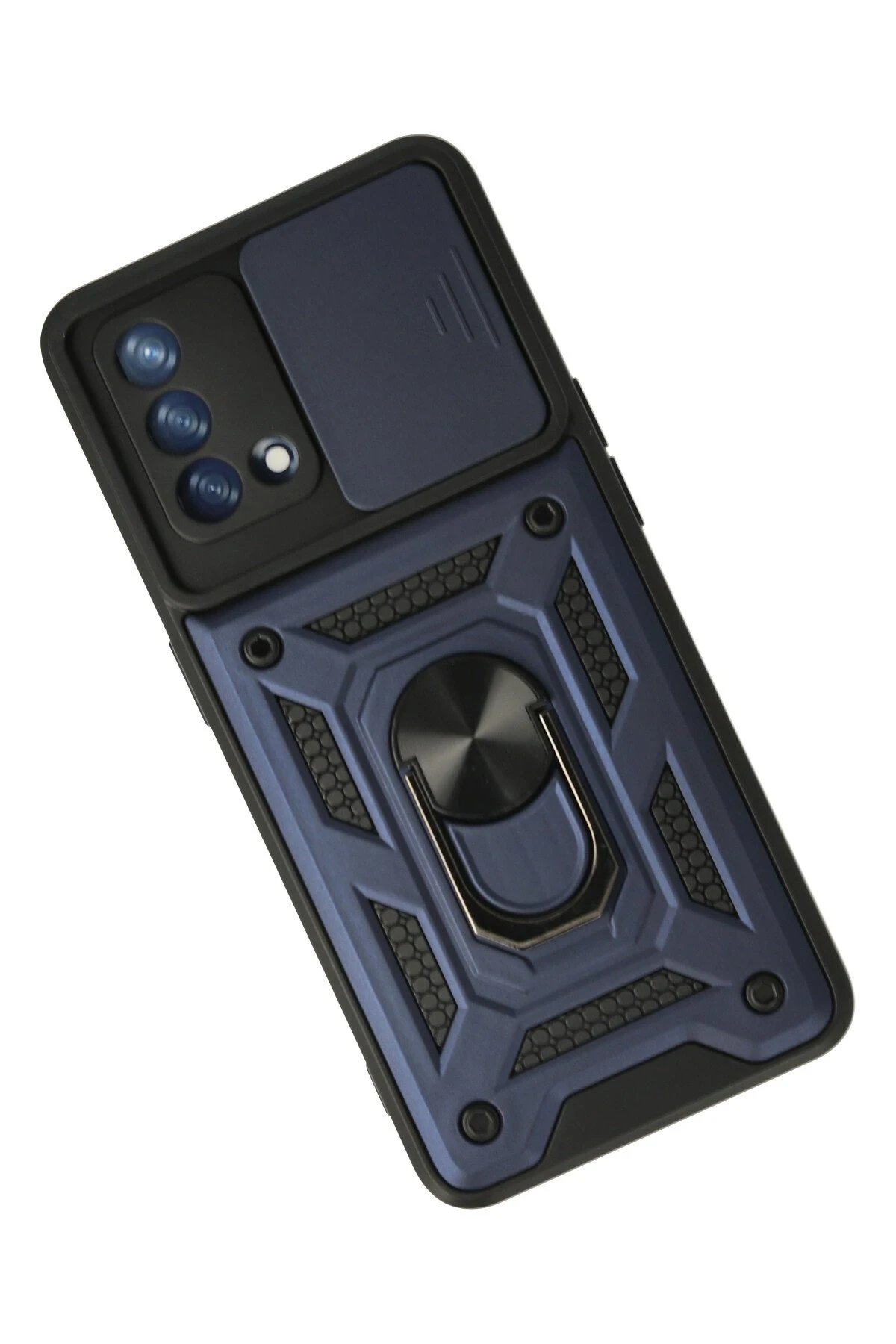 Newface Oppo A74 4G Kılıf Pars Lens Yüzüklü Silikon - Lacivert