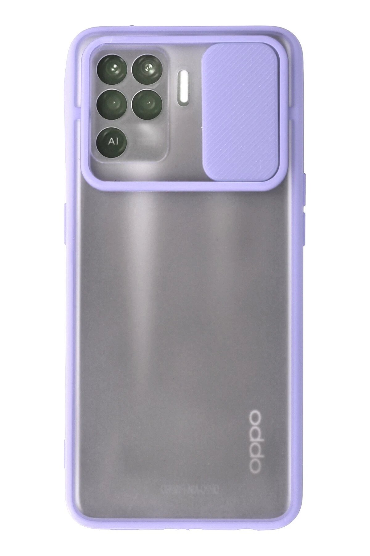 Newface Oppo Reno 5 Lite Kılıf Palm Buzlu Kamera Sürgülü Silikon - Lila