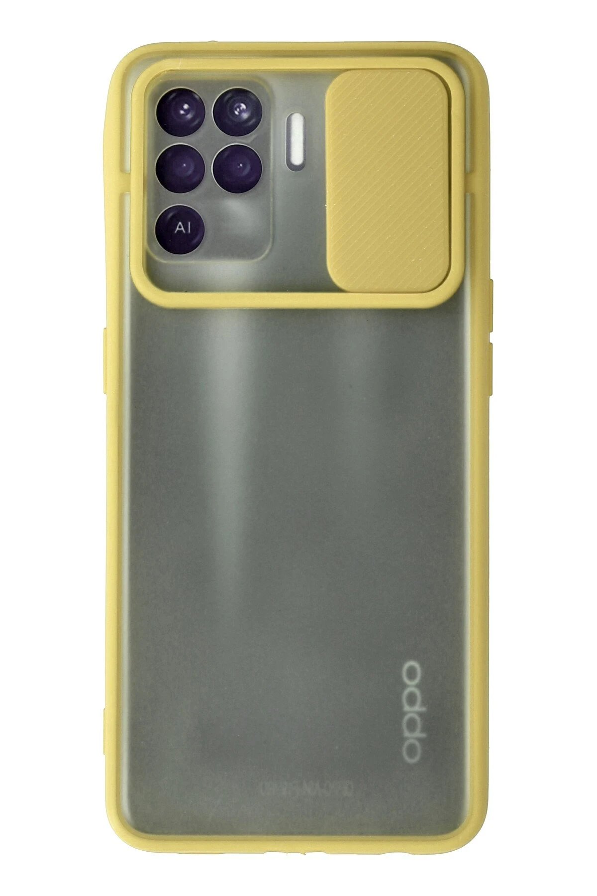 Newface Oppo Reno 5 Lite Kılıf Palm Buzlu Kamera Sürgülü Silikon - Sarı