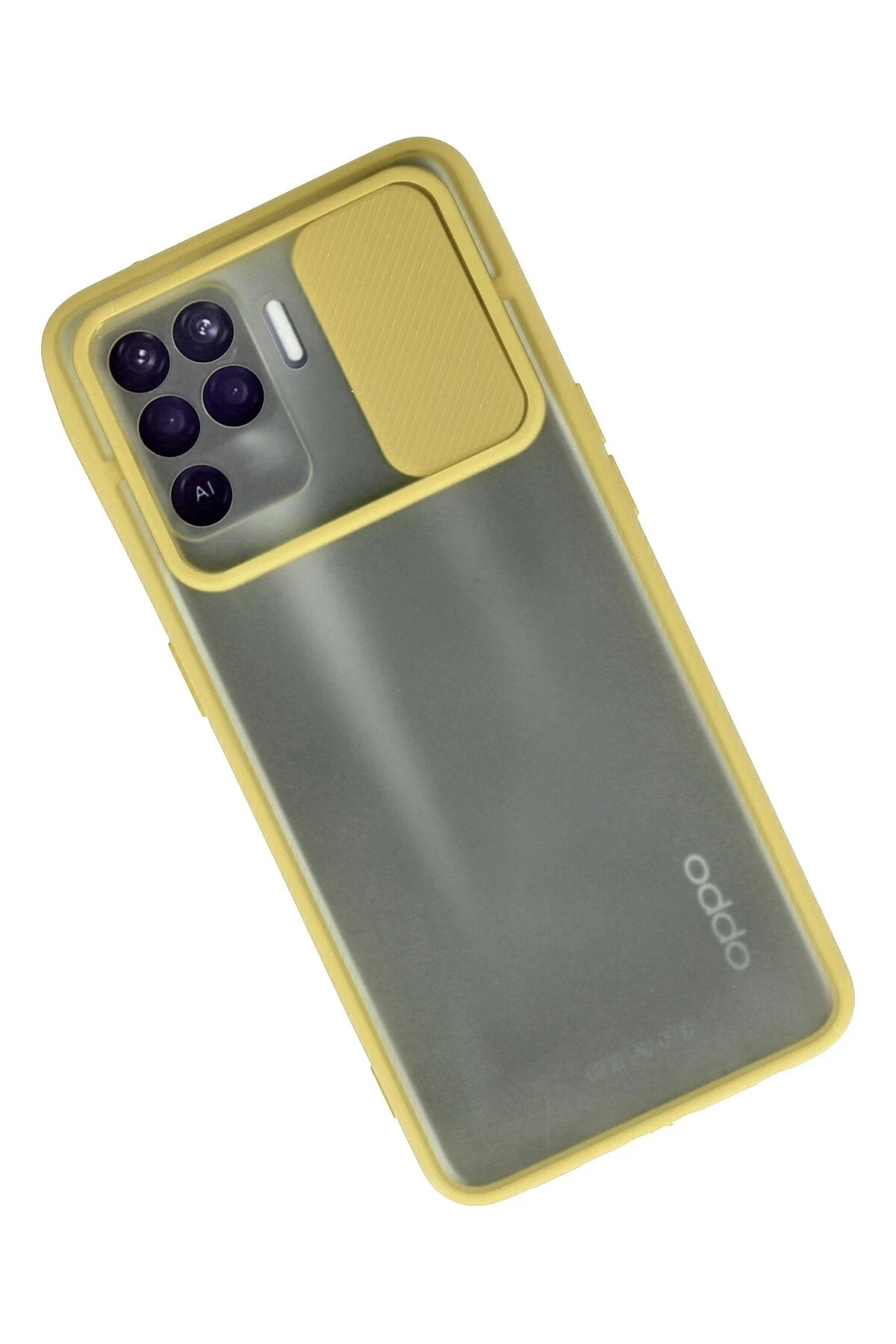 Newface Oppo Reno 5 Lite Kılıf Palm Buzlu Kamera Sürgülü Silikon - Sarı