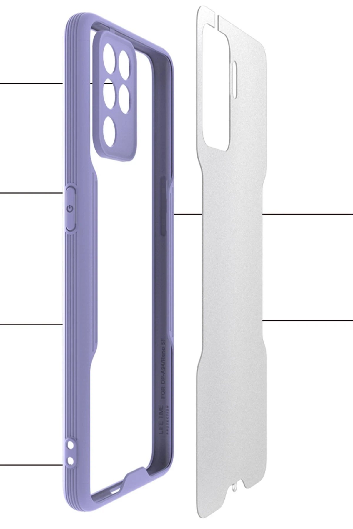 Newface Oppo Reno 5 Lite Kılıf Platin Silikon - Sarı