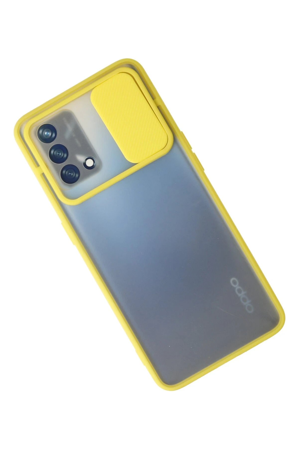 Newface Oppo A74 4G Kılıf Palm Buzlu Kamera Sürgülü Silikon - Sarı