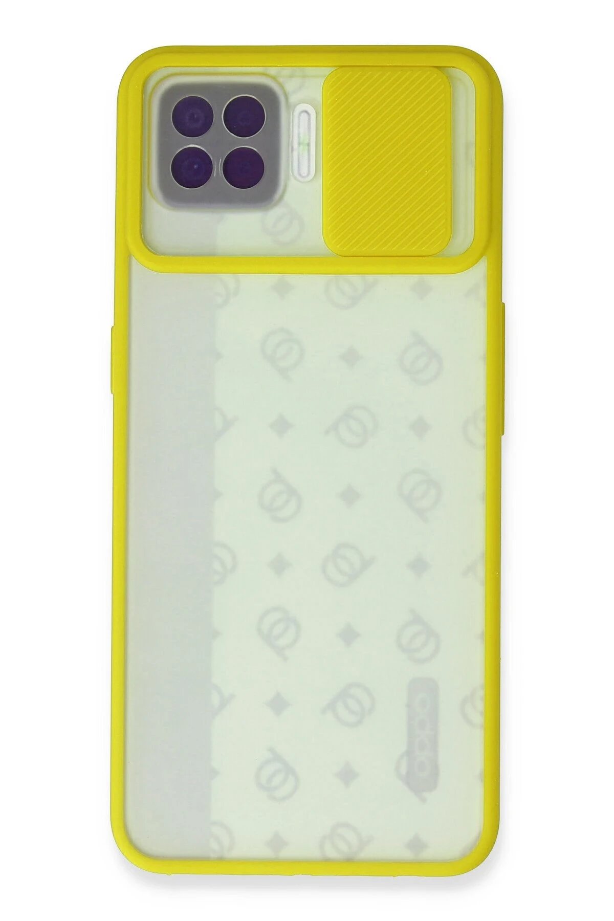 Newface Oppo Reno 4 Lite Kılıf Palm Buzlu Kamera Sürgülü Silikon - Sarı