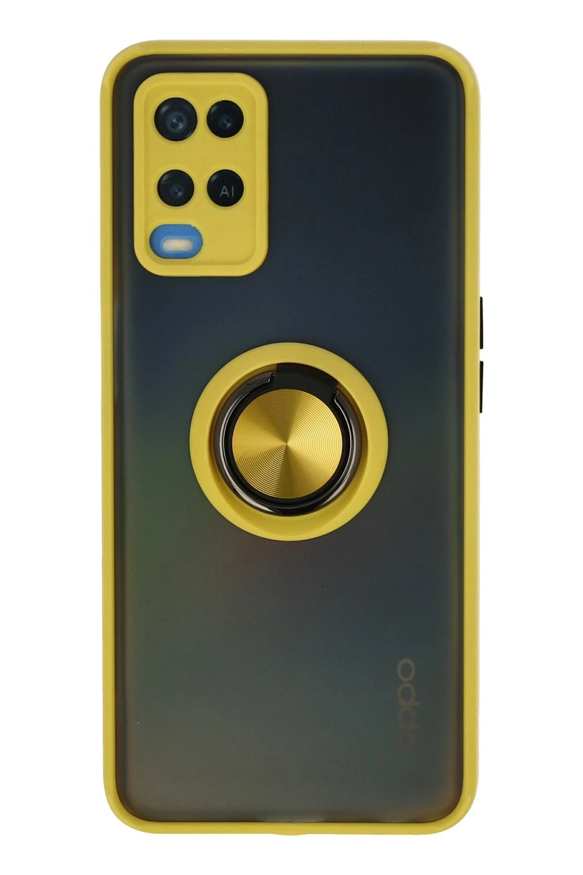 Newface Oppo A54 4G Kılıf Montreal Yüzüklü Silikon Kapak - Sarı