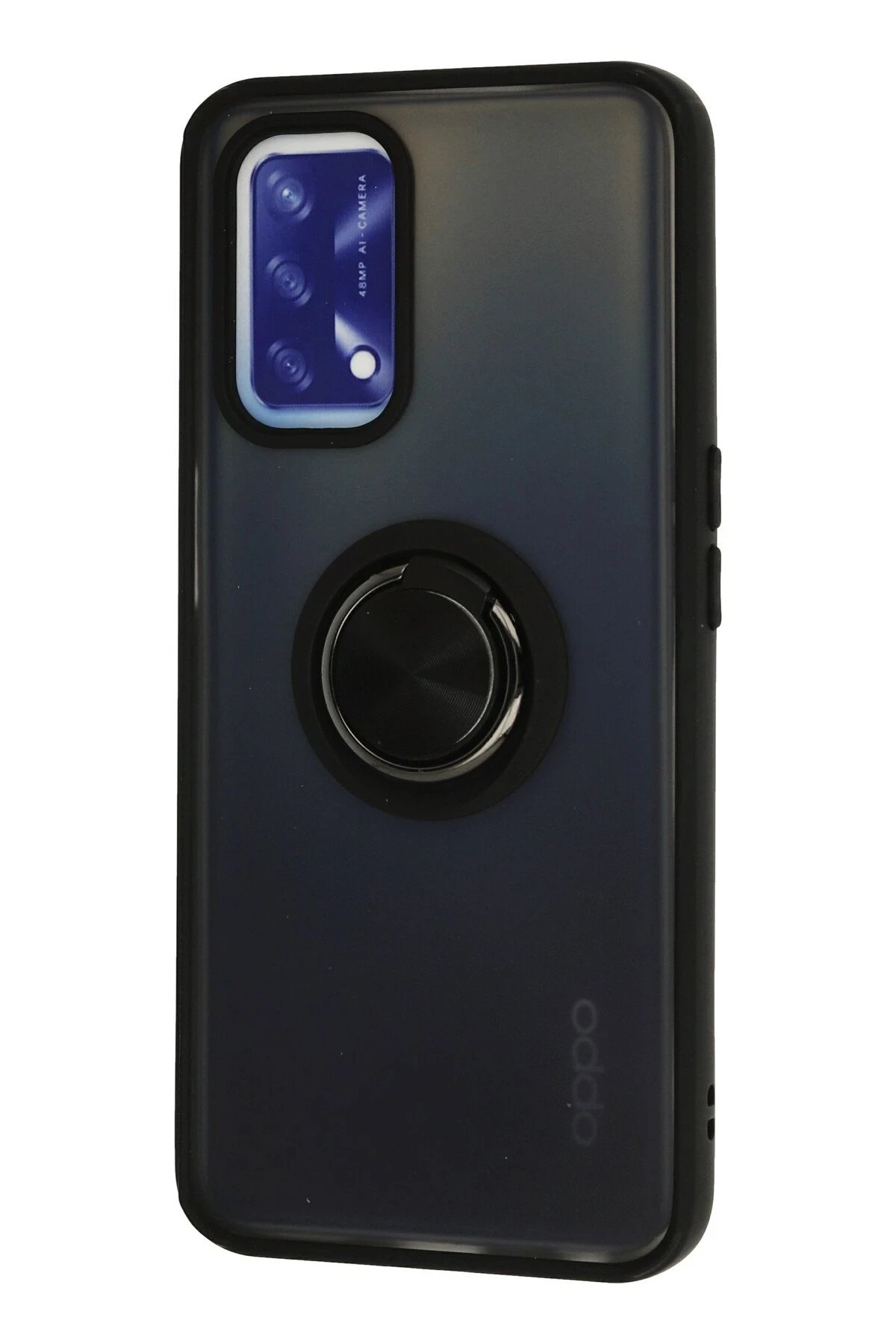 Newface Oppo A74 4G Kılıf Montreal Yüzüklü Silikon Kapak - Siyah