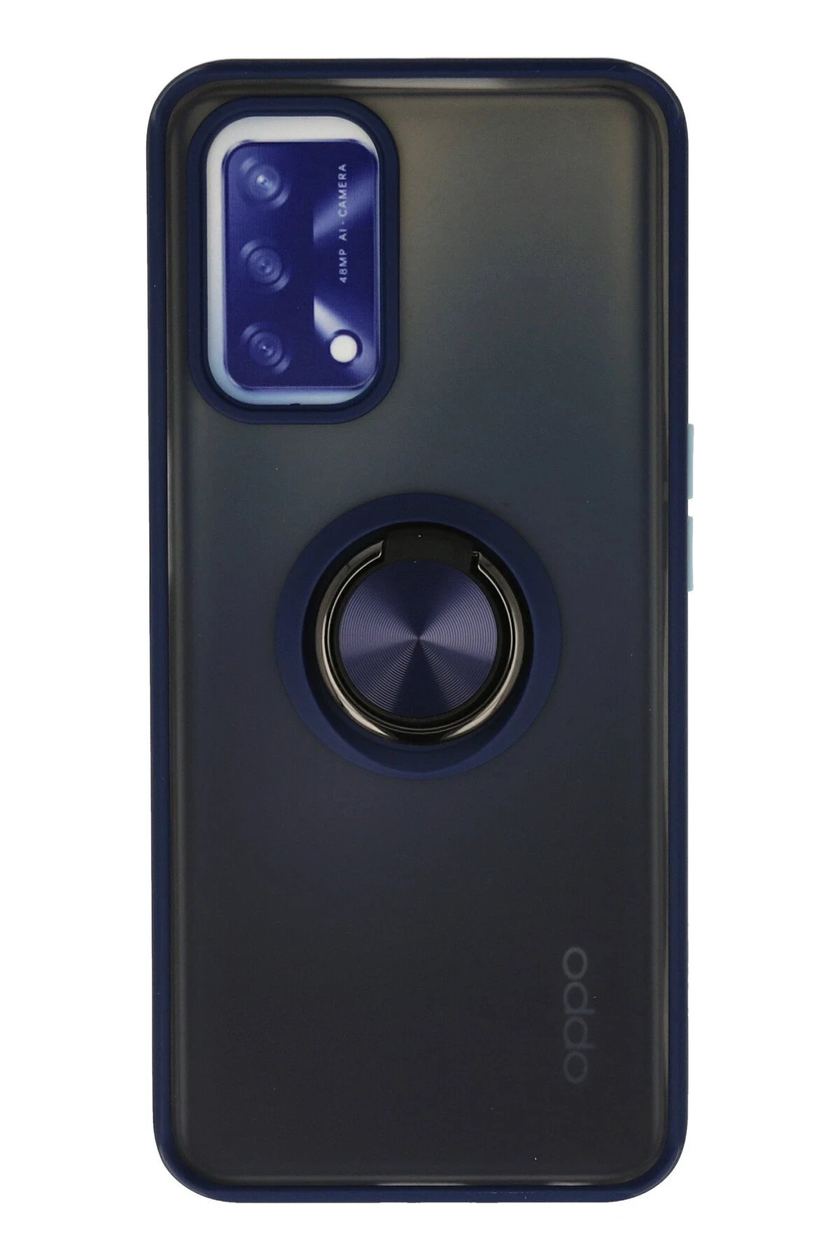 Newface Oppo A74 4G Kılıf Montreal Yüzüklü Silikon Kapak - Lacivert