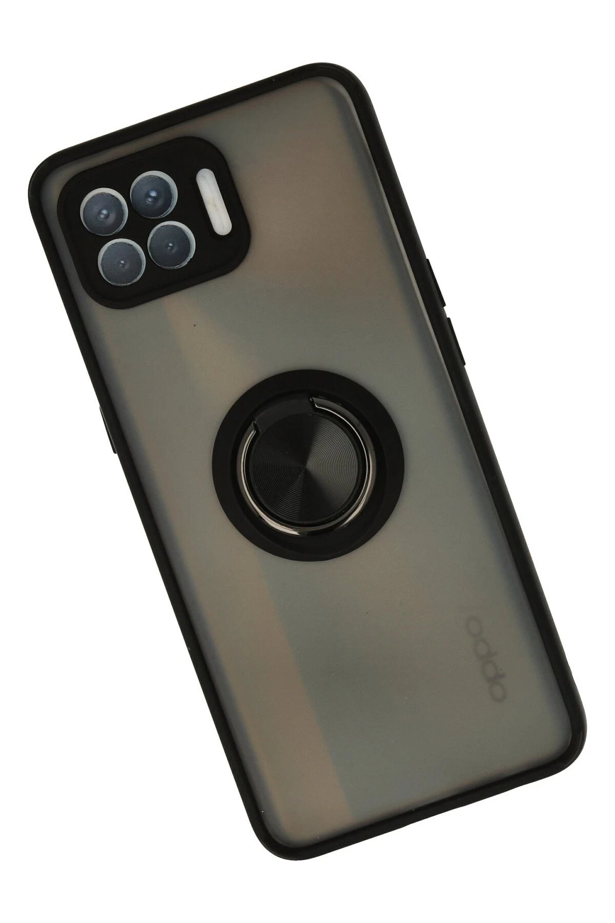 Newface Oppo Reno 4 Lite Kılıf Montreal Yüzüklü Silikon Kapak - Siyah