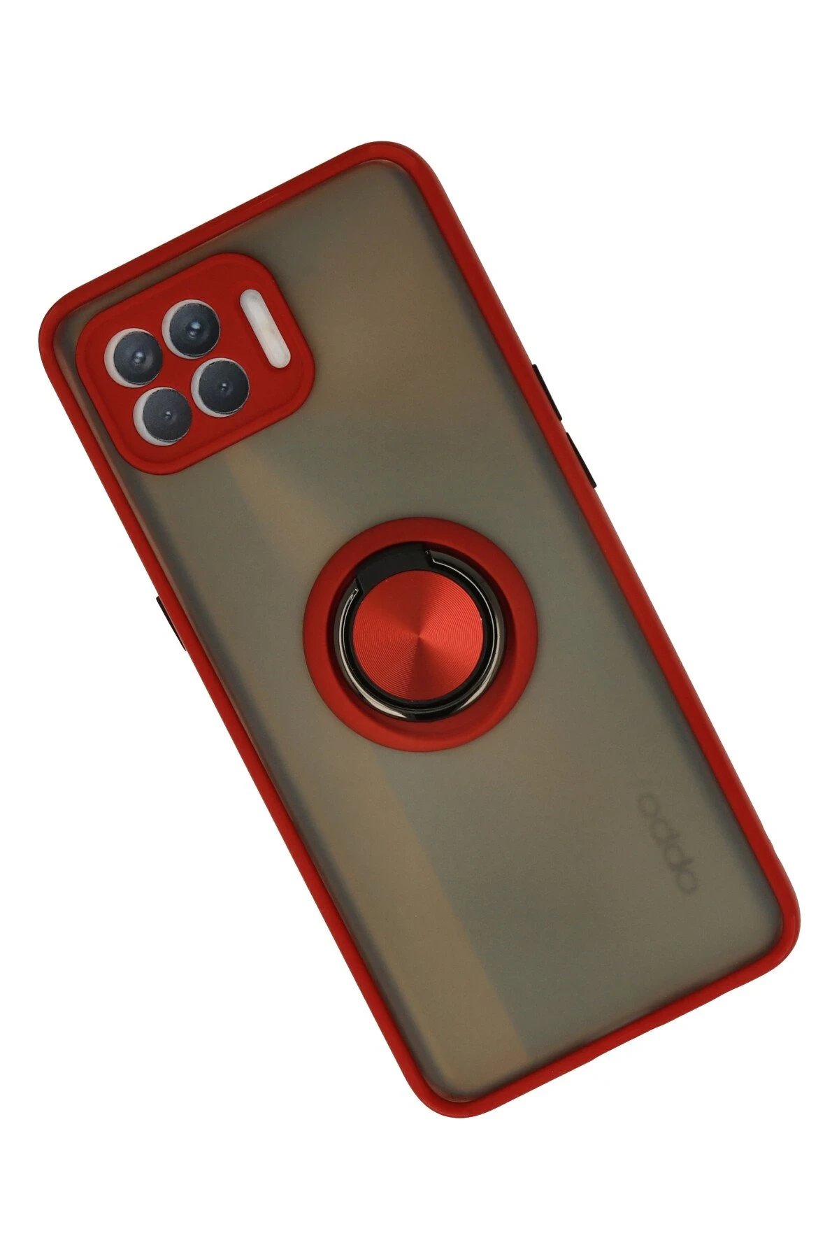 Newface Oppo Reno 4 Lite Kılıf Montreal Yüzüklü Silikon Kapak - Kırmızı