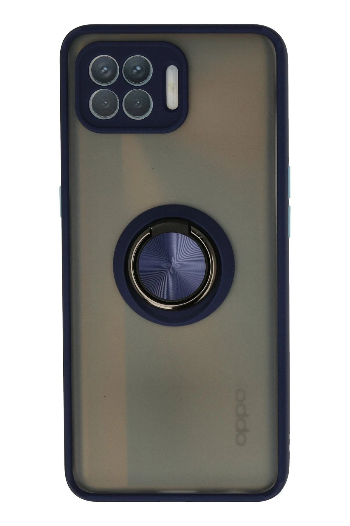 Newface Oppo Reno 4 Lite Kılıf Montreal Yüzüklü Silikon Kapak - Lacivert