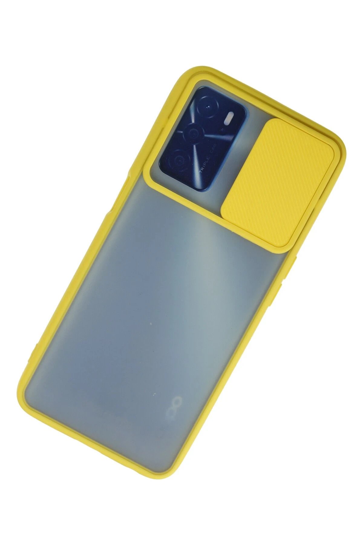 Newface Oppo A16 Kılıf Palm Buzlu Kamera Sürgülü Silikon - Sarı