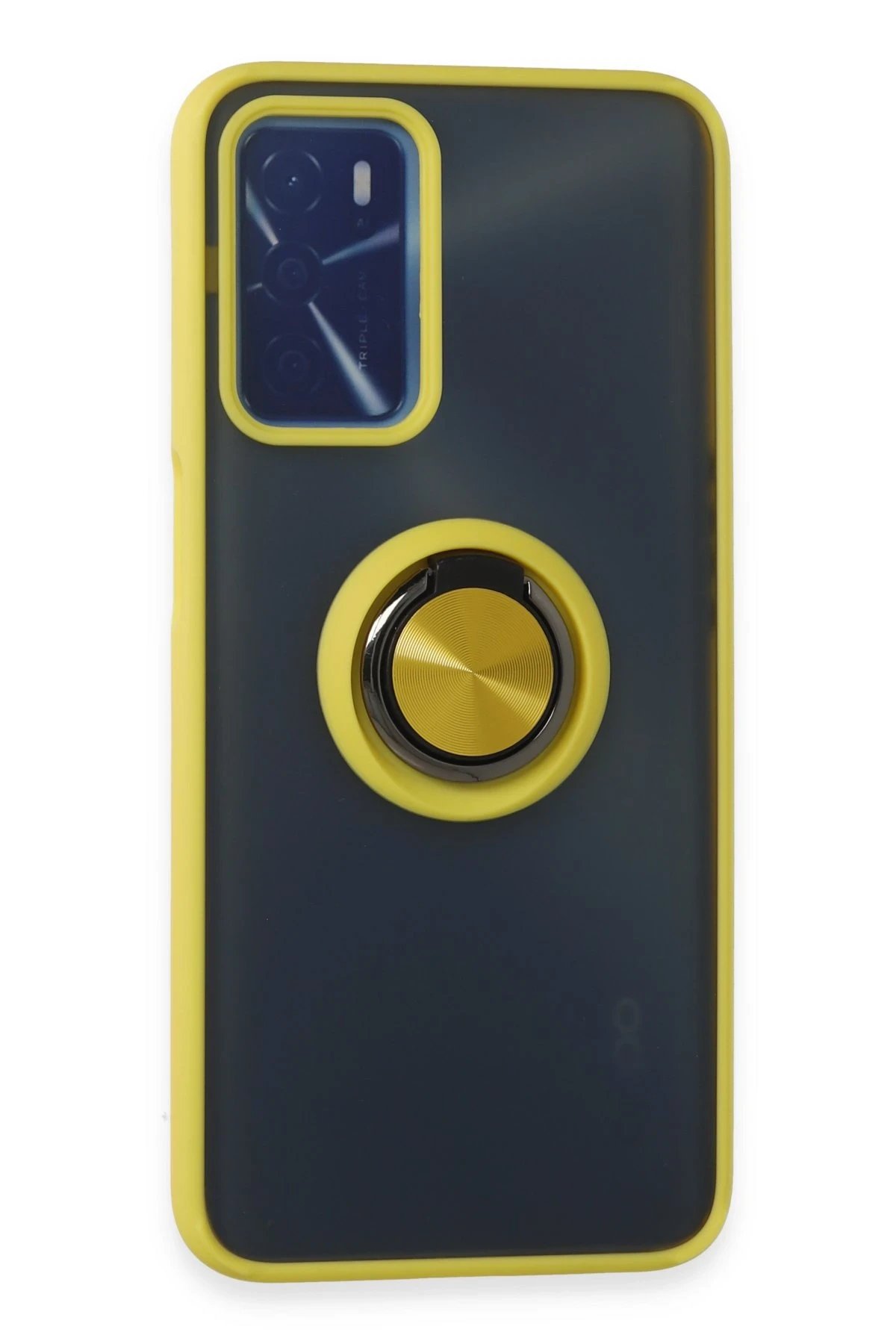 Newface Oppo A16 Kılıf Montreal Yüzüklü Silikon Kapak - Sarı