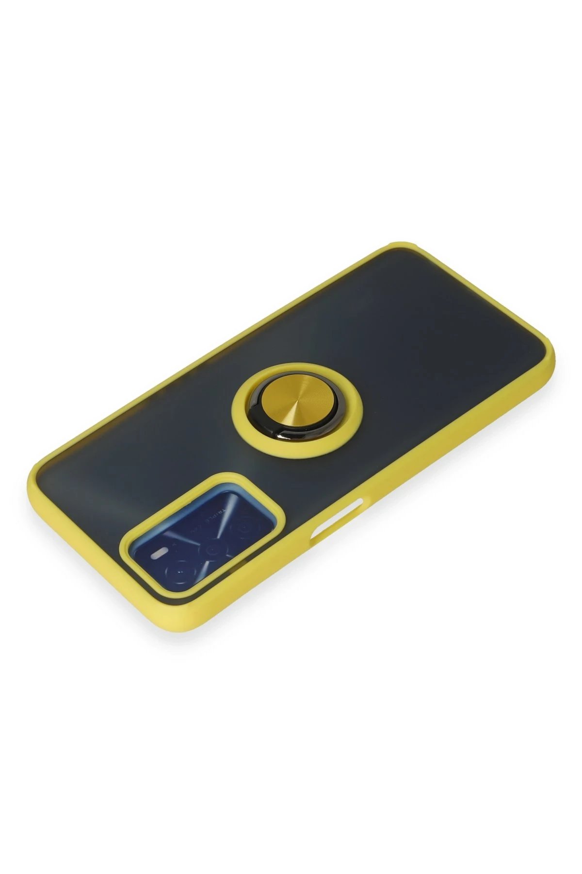 Newface Oppo A16 Kılıf Montreal Yüzüklü Silikon Kapak - Sarı