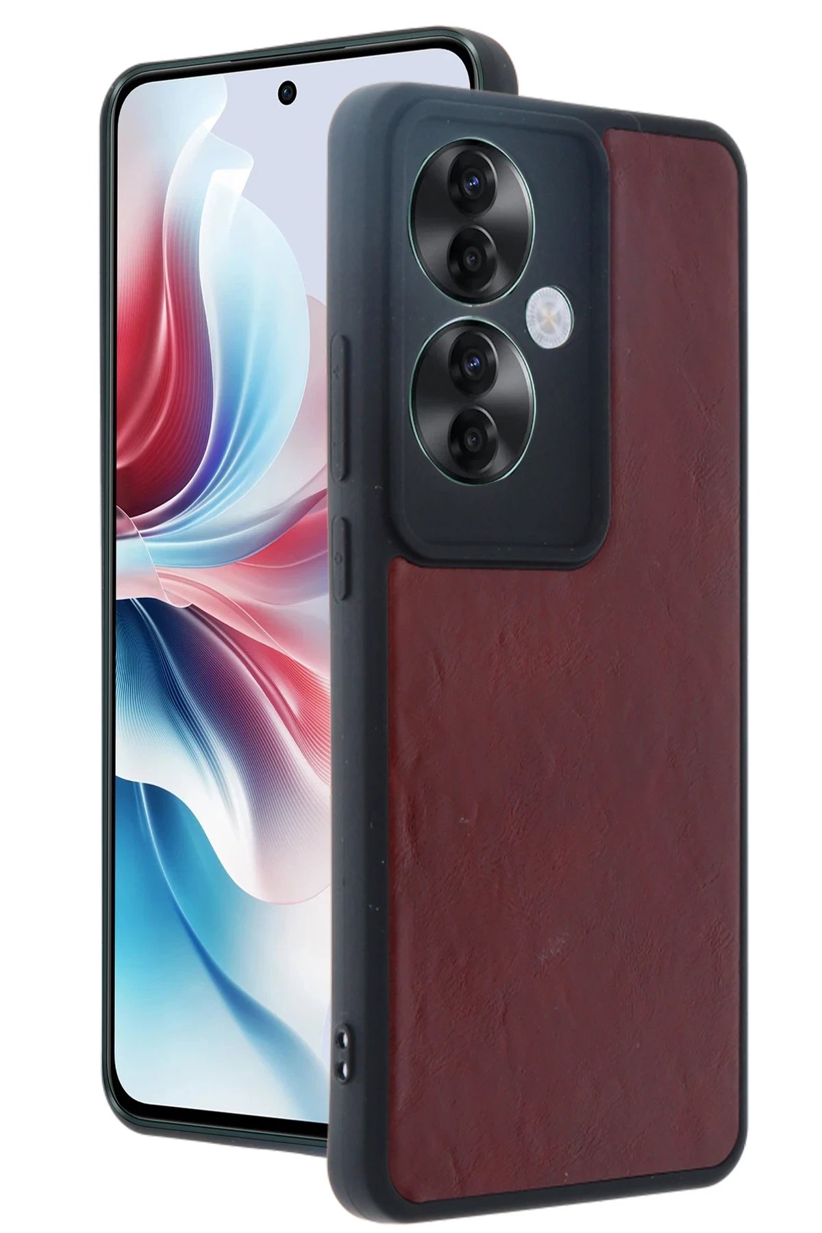 Newface Oppo Reno 11F Kılıf Aras Deri Kapak - Bordo