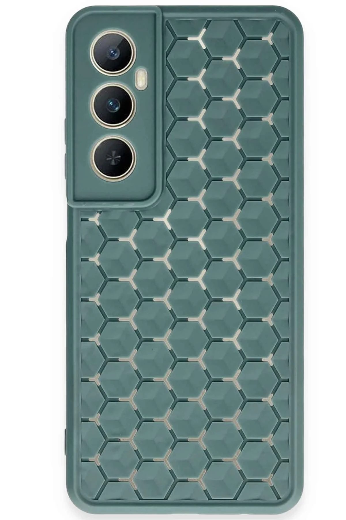 Newface Realme C65 Kılıf Petek Silikon Kapak - Koyu Yeşil