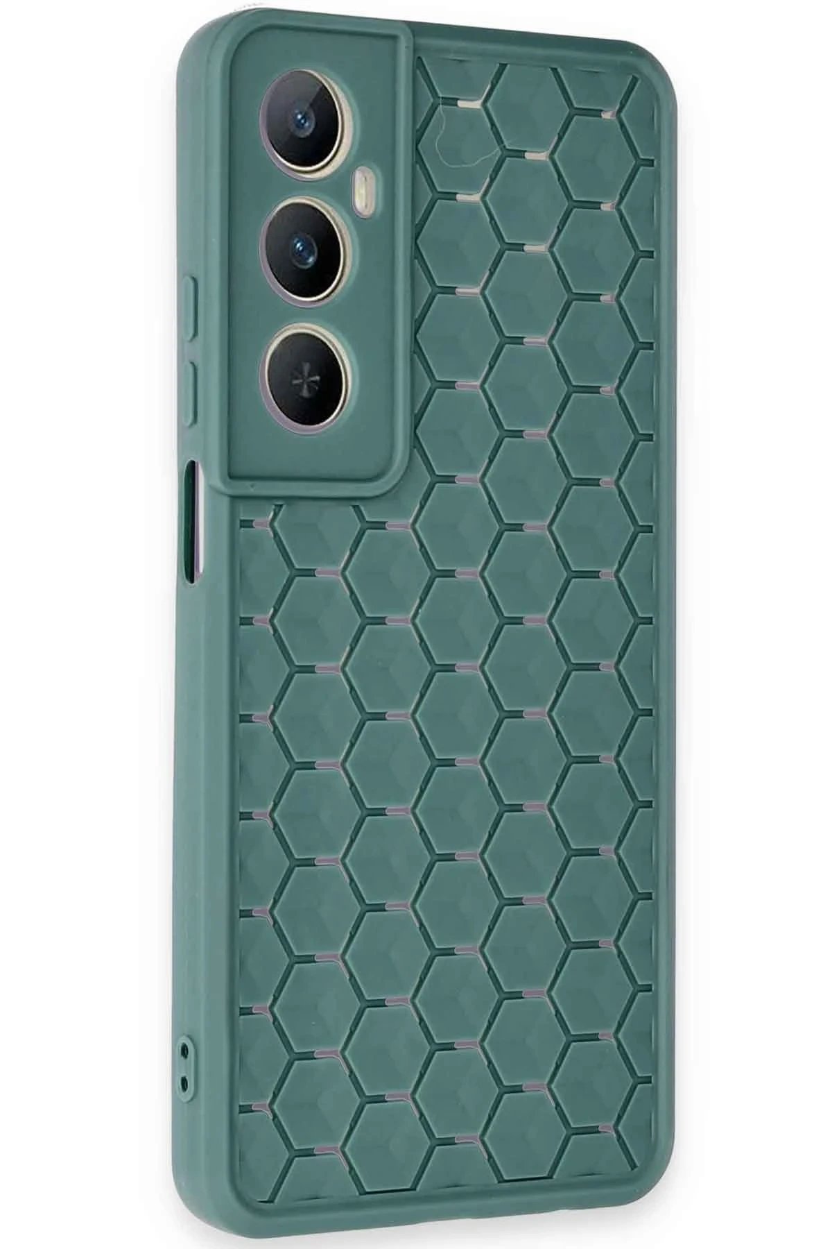 Newface Realme C65 Kılıf Petek Silikon Kapak - Koyu Yeşil