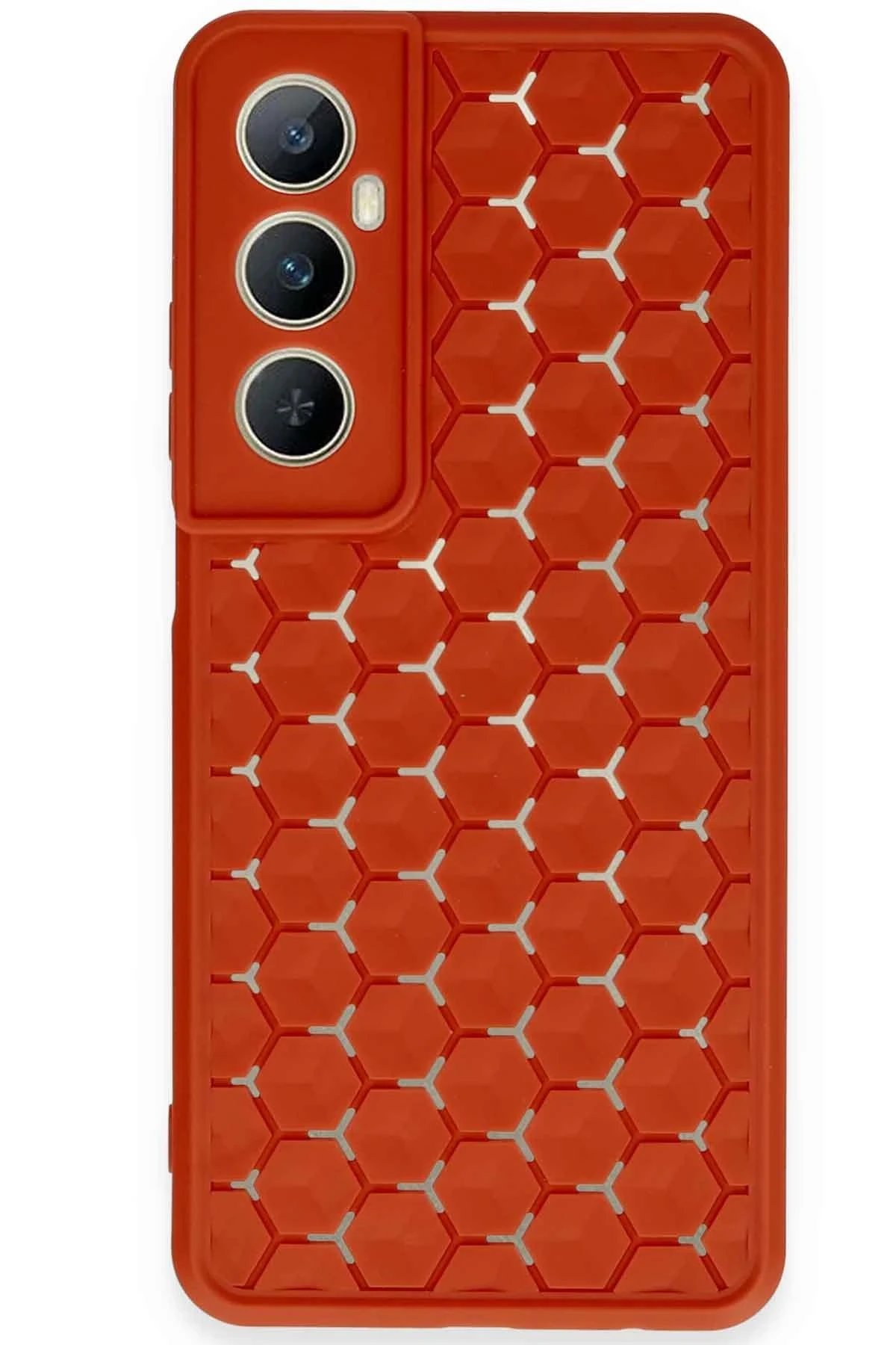 Newface Realme C65 Kılıf Petek Silikon Kapak - Kırmızı