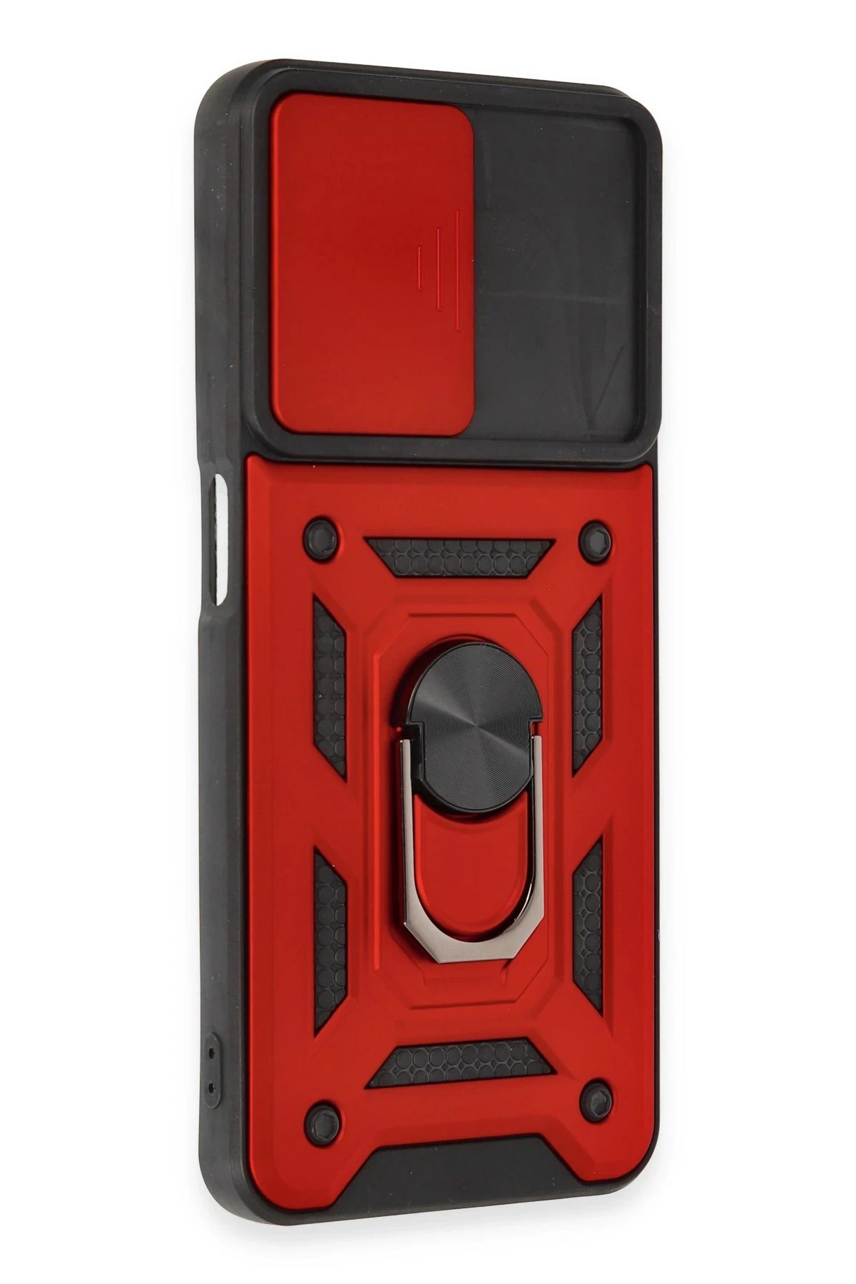 Newface Realme C35 Kılıf Pars Lens Yüzüklü Silikon - Kırmızı