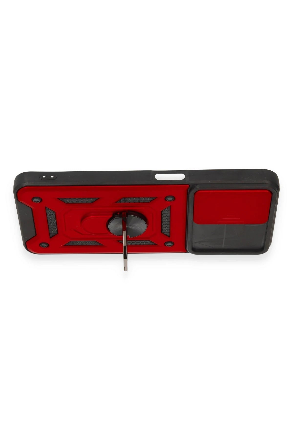 Newface Realme C35 Kılıf Pars Lens Yüzüklü Silikon - Kırmızı