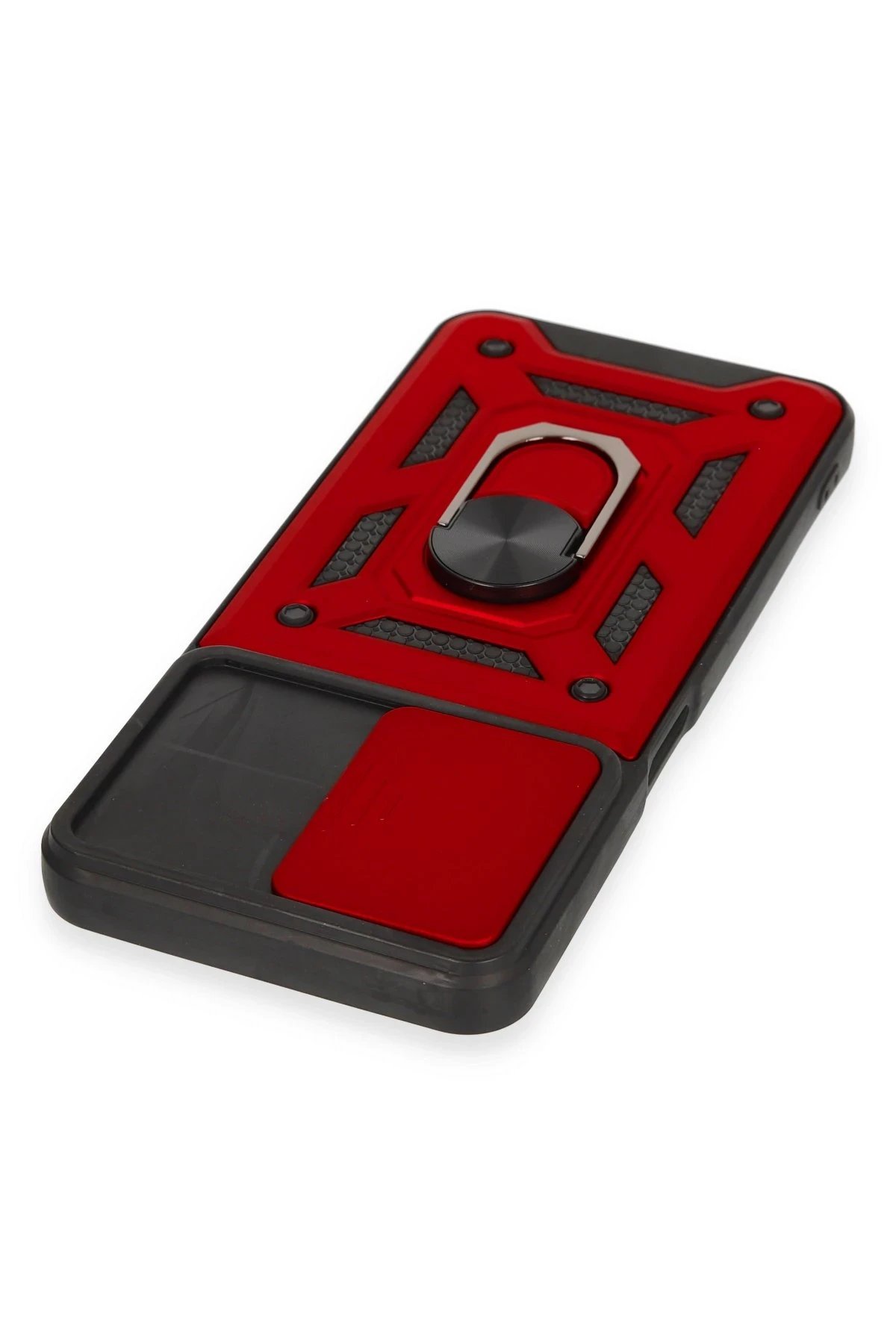 Newface Realme C35 Kılıf Pars Lens Yüzüklü Silikon - Kırmızı