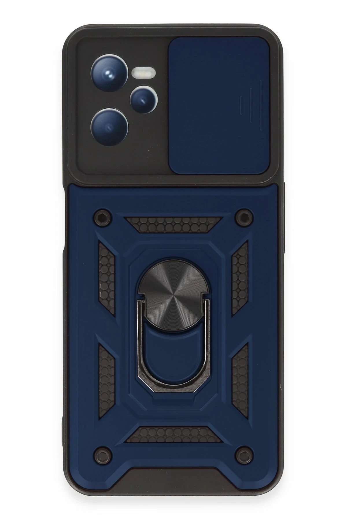 Newface Realme C35 Kılıf Pars Lens Yüzüklü Silikon - Lacivert