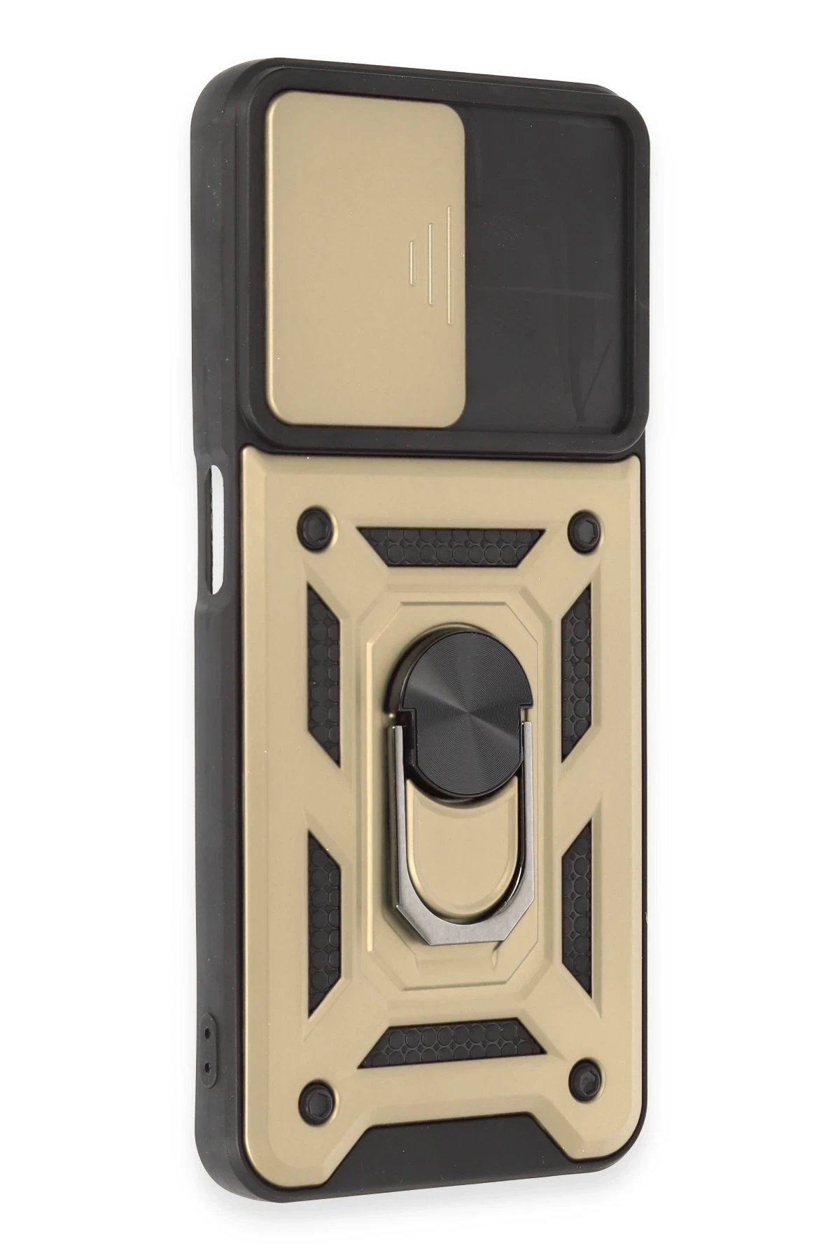 Newface Realme C35 Kılıf Pars Lens Yüzüklü Silikon - Gold