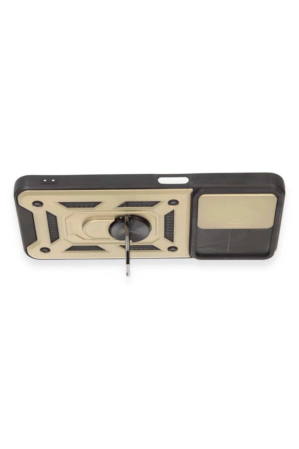 Newface Realme C35 Kılıf Pars Lens Yüzüklü Silikon - Gold